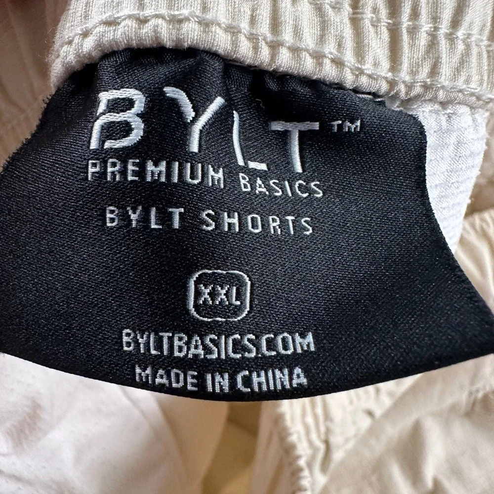 BYLT Men's Shorts XXL‎ Beige Cotton Spandex Cargo Drawstring 6.5